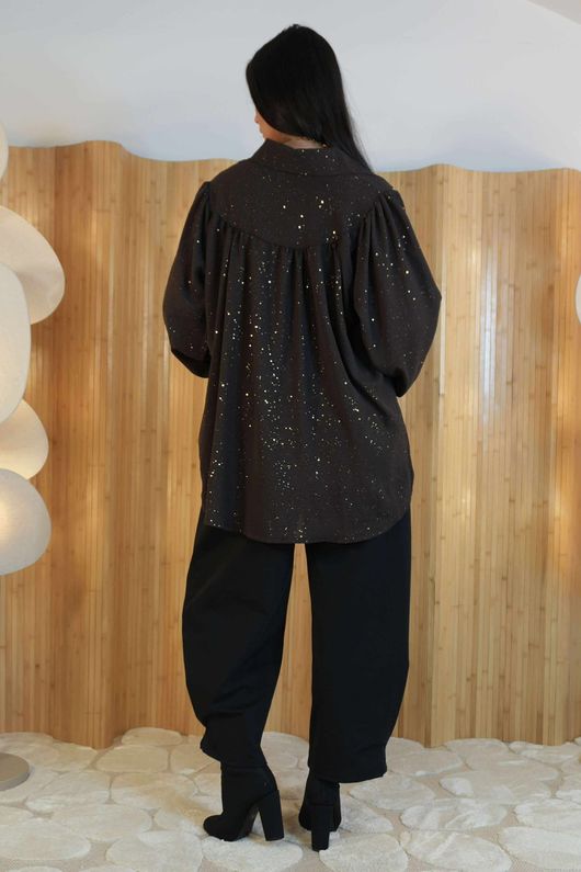 Suki Night Sky Peasant Blouse Chocolate